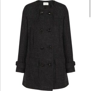 Isabel Marant Etoile Clifford Charcoal Wool/Alpaca BlendPea Coat 38